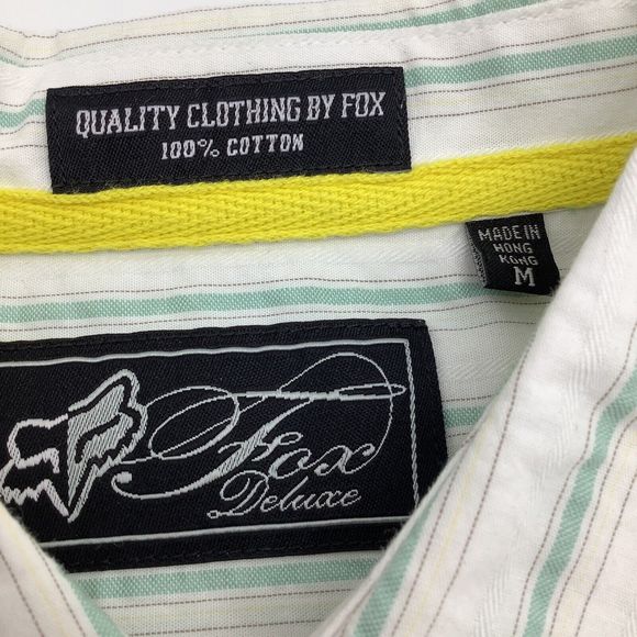 Fox Deluxe Mens Short‎ Sleeve Button Up Shirt Striped Size Medium - Picture 5 of 7